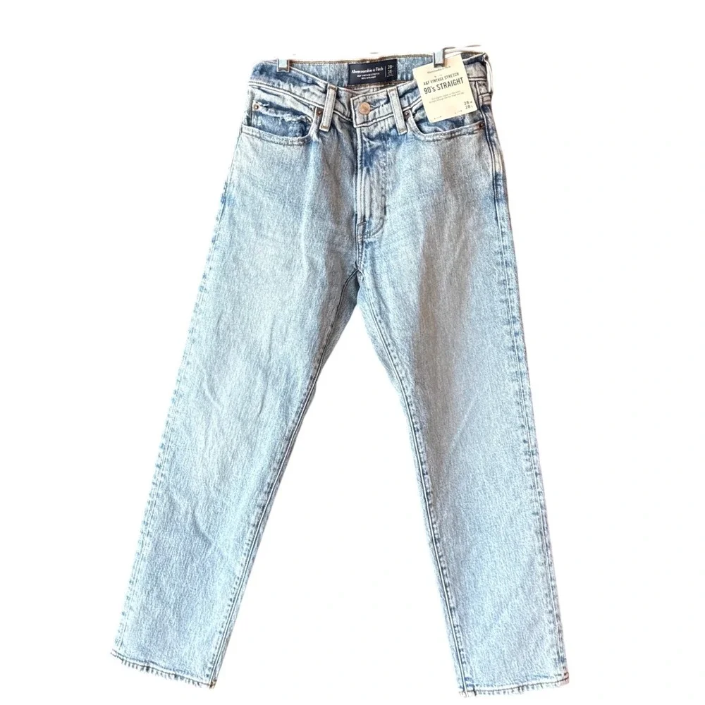 Abercrombie Fitch 90s Straight Jeans Womens 28 x 28 Light Wash New With Tags